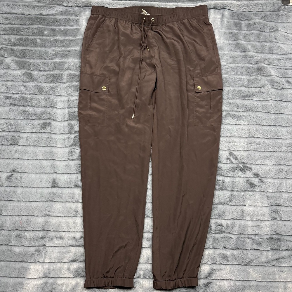 Michael Michael Kors Womens Brown Cargo Jogger Pants Size 10 Gold Hardware